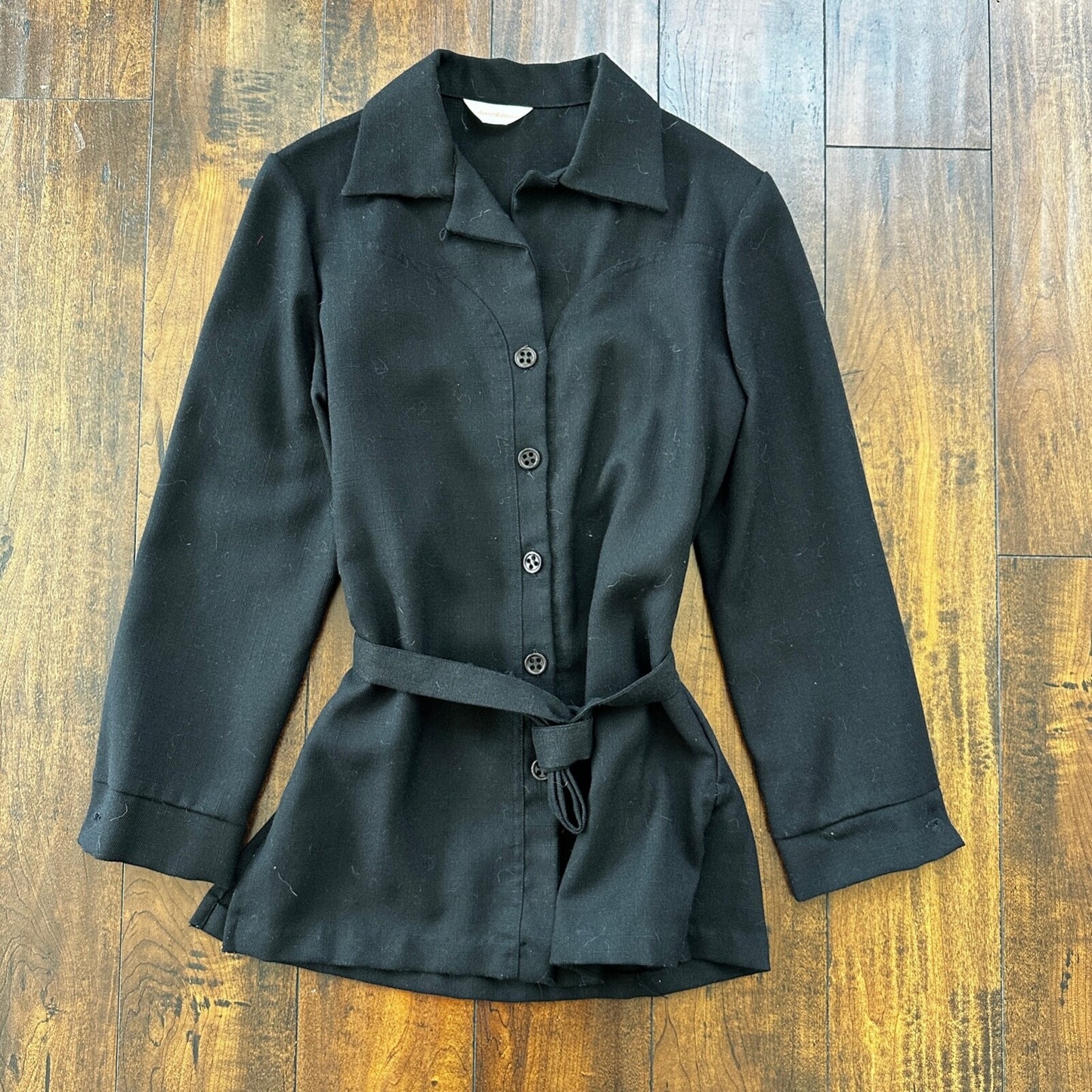 Vintage 90s DonnKenny Cardigan Sweater Jacket Black Bell Sleeves M Button Up