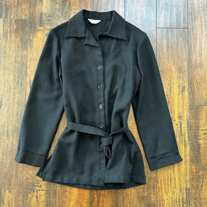 Vintage 90s DonnKenny Cardigan Sweater Jacket Black Bell Sleeves M Button Up