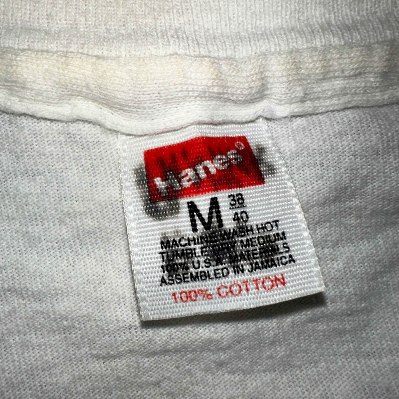 Hanes 90s V Neck Single Stitch VTG T Shirt Blank White Basic Undershirt Classic