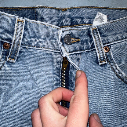 Levis 505 Vintage 90s Columbia Straight Leg Jeans Blue Light Wash 30x34 Ac 28x33