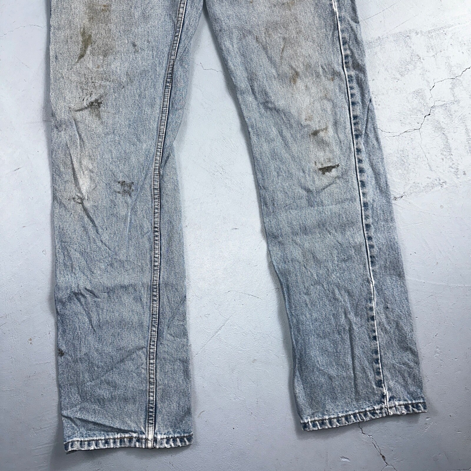 Levis 505 Vintage 90s Columbia Straight Leg Jeans Blue Light Wash 30x34 Ac 28x33