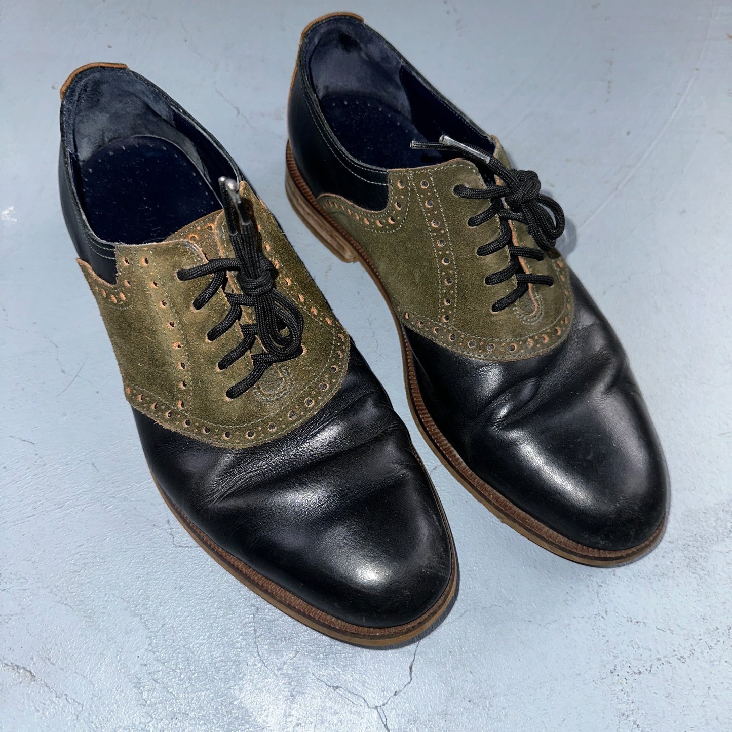 Cole Haan Carter Mens 8.5 M Black Brown Leather Oxford Worn Shoes