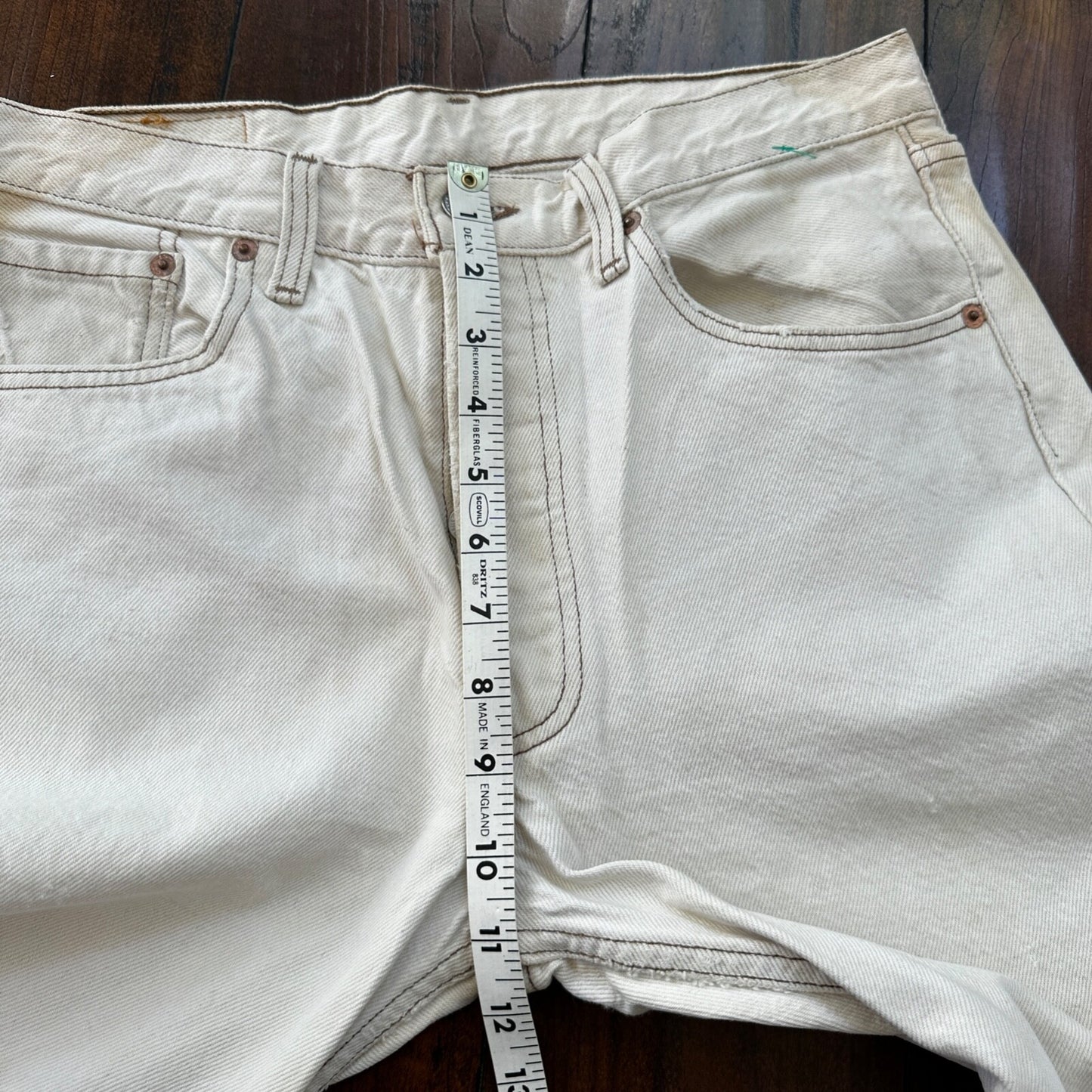 VTG 90s Levis 501 Button Fly 32x32 USA Tag Jeans Straight Wash White Act 30x31