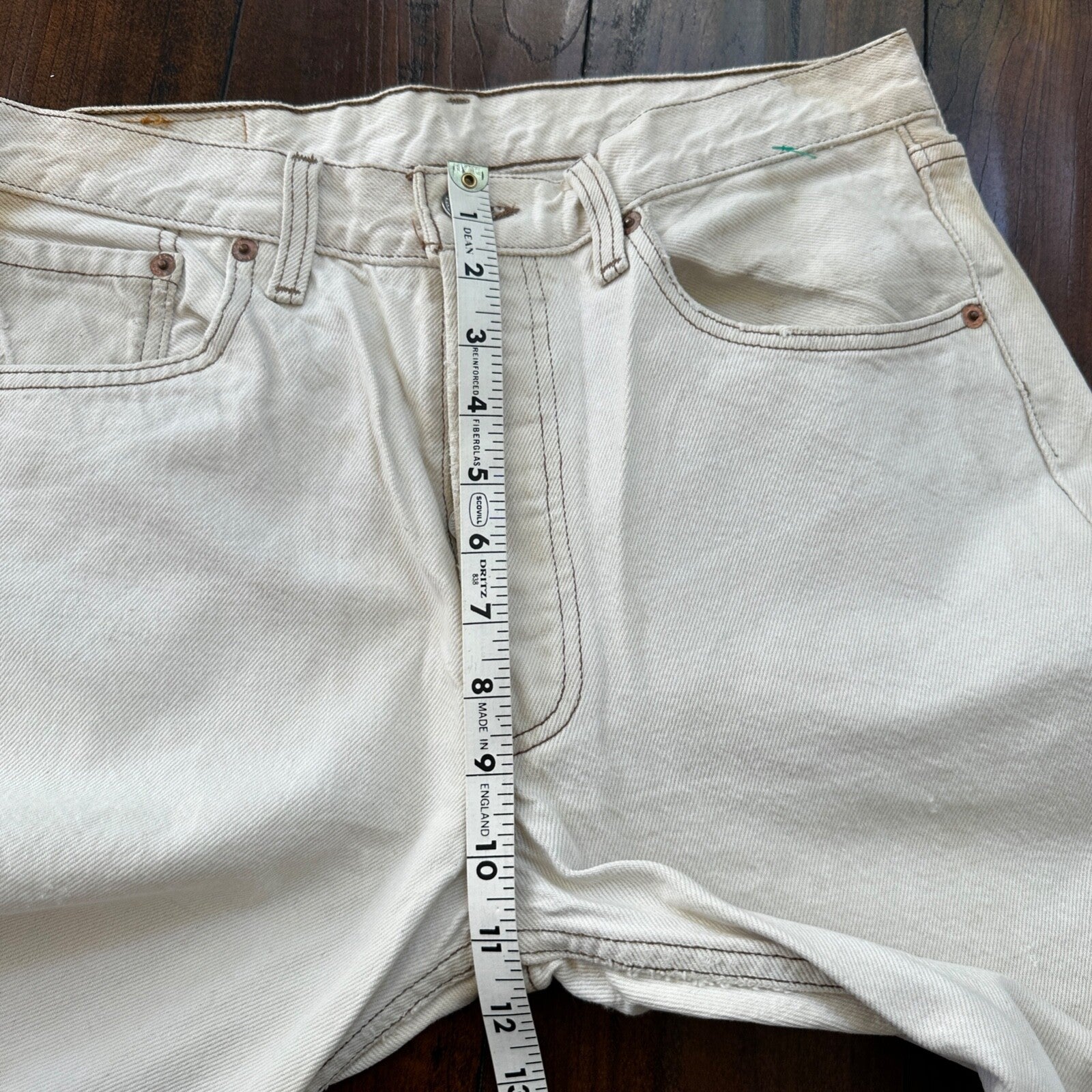 VTG 90s Levis 501 Button Fly 32x32 USA Tag Jeans Straight Wash White Act 30x31