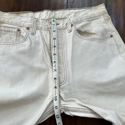 VTG 90s Levis 501 Button Fly 32x32 USA Tag Jeans Straight Wash White Act 30x31