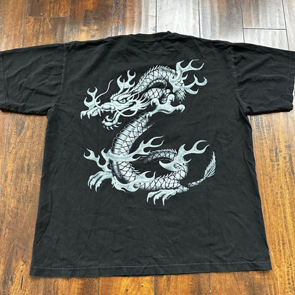 Dragon Asian Rap Tee Vintage T Shirt Y2K Big Print Rock N Roll Grunge Japanese