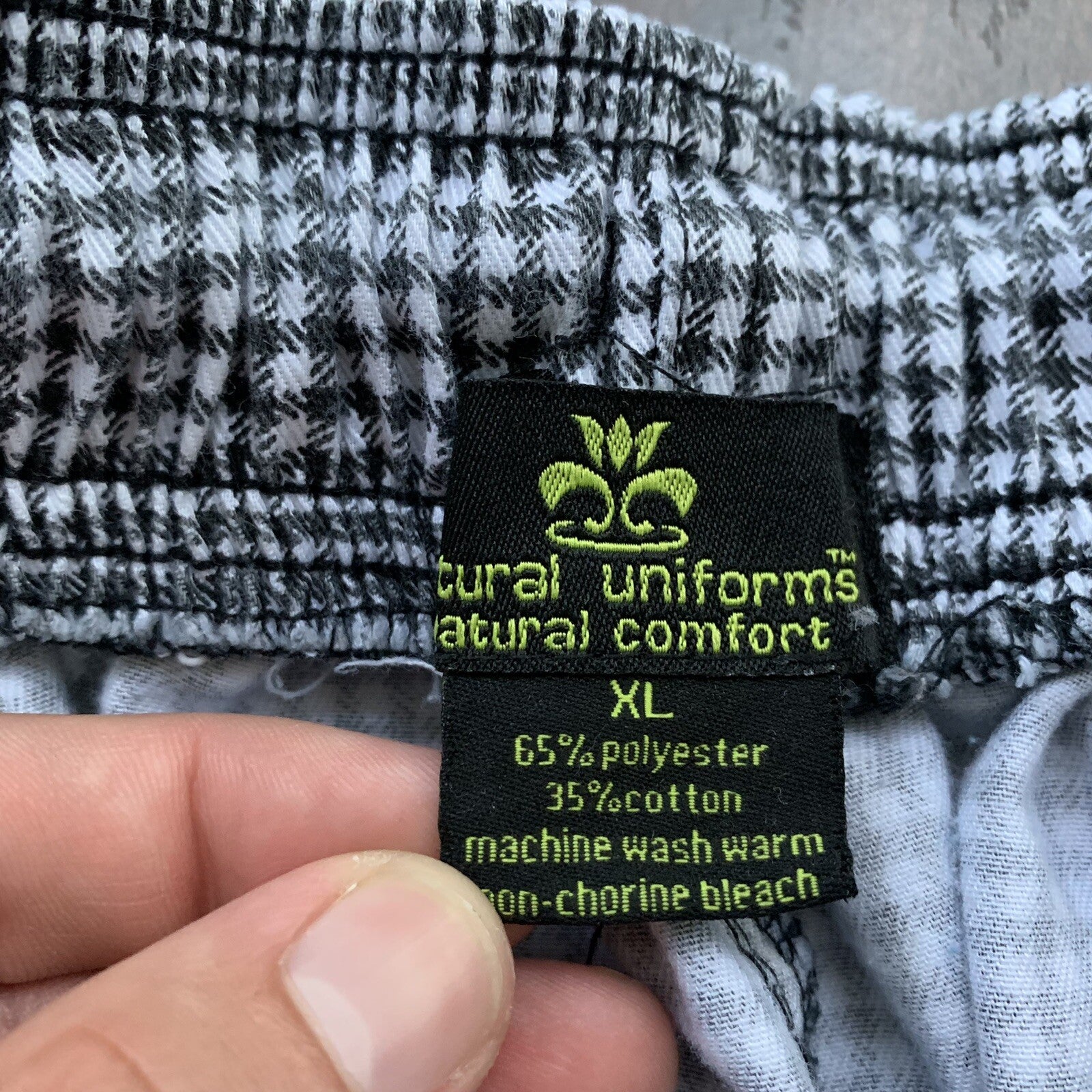 Natural Comfort Uniform Pants  Houndstooth Drawstring Thrashed XL VTG Y2K