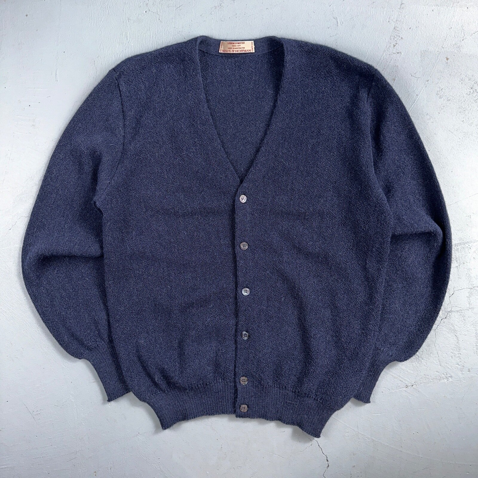 Lemmermayer Blue Sweater 100% Alpaca Cardigan Austria Maus & Hoffman Size 44 VTG