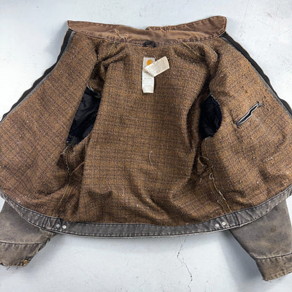 Carhartt VTG Detroit Jacket Men's 2XL Lined Blanket Workwear J97 BLK Thrashed