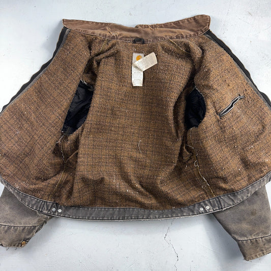 Carhartt VTG Detroit Jacket Men's 2XL Lined Blanket Workwear J97 BLK Thrashed