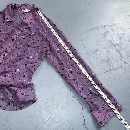 Pendelton 100% Silk Purple Collared Button Down Long Sleeve SZ 4 Petite Flowers