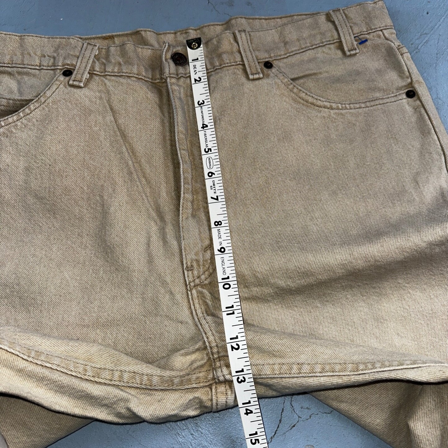 Levis 550 Vintage 90s USA Orange Tab Relaxed Tapered Leg Beige Tan Jeans 38x30