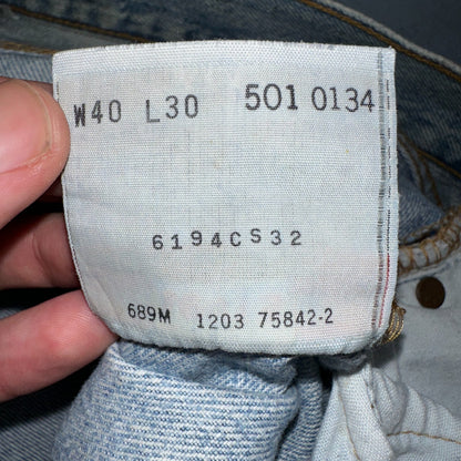 Levis 501 Vintage Y2K XX Straight Leg Jeans 90s Blue Light Wash 40x30 Act 40x29