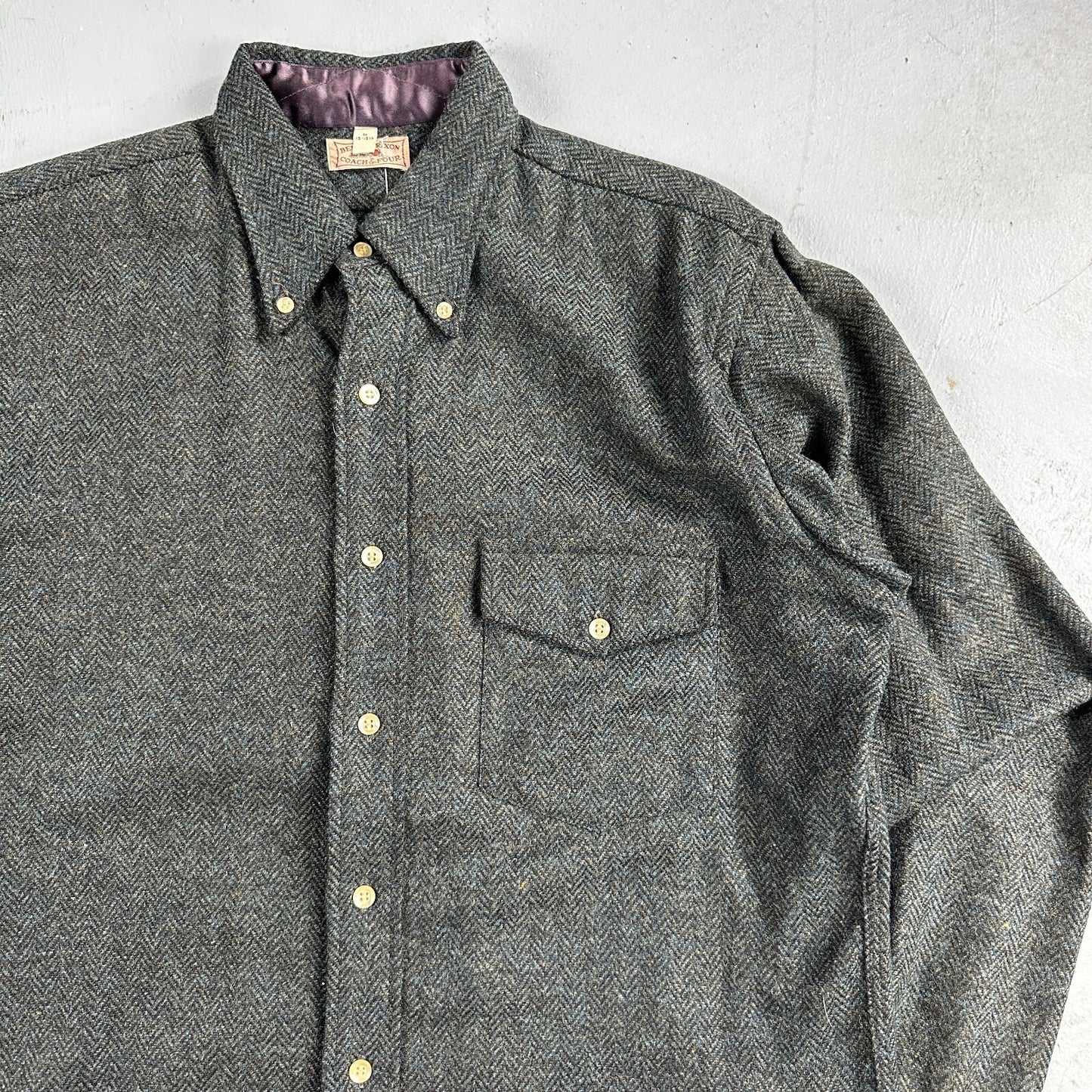 VTG Benson Rixon Shirt Mens M Button Down Dagger 60s 70s Rockabilly Herringbone