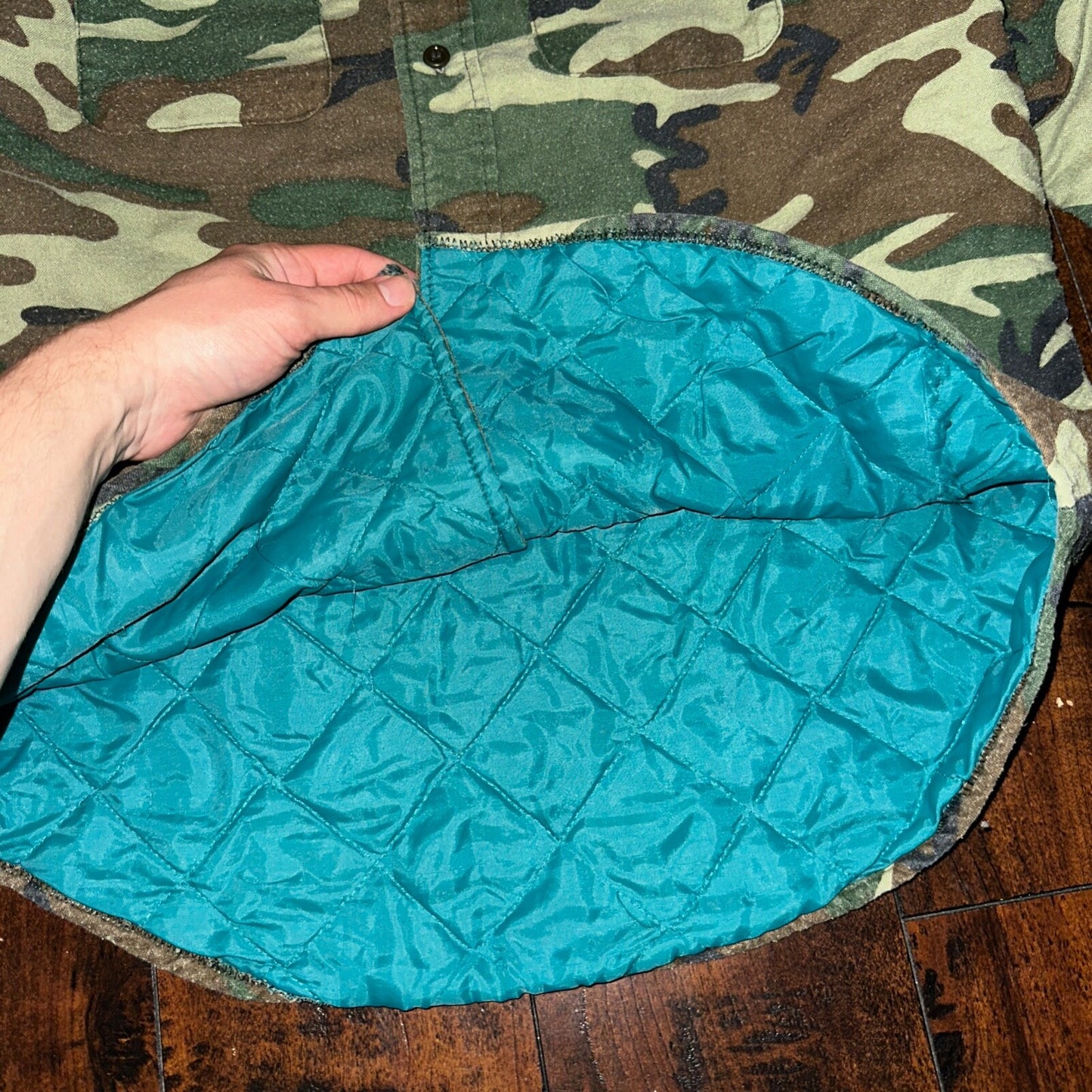 VTG 70s Five Brother Shirt Mens M Green Flannel Woodland Camo Made In USA 80s