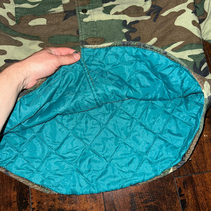 VTG 70s Five Brother Shirt Mens M Green Flannel Woodland Camo Made In USA 80s