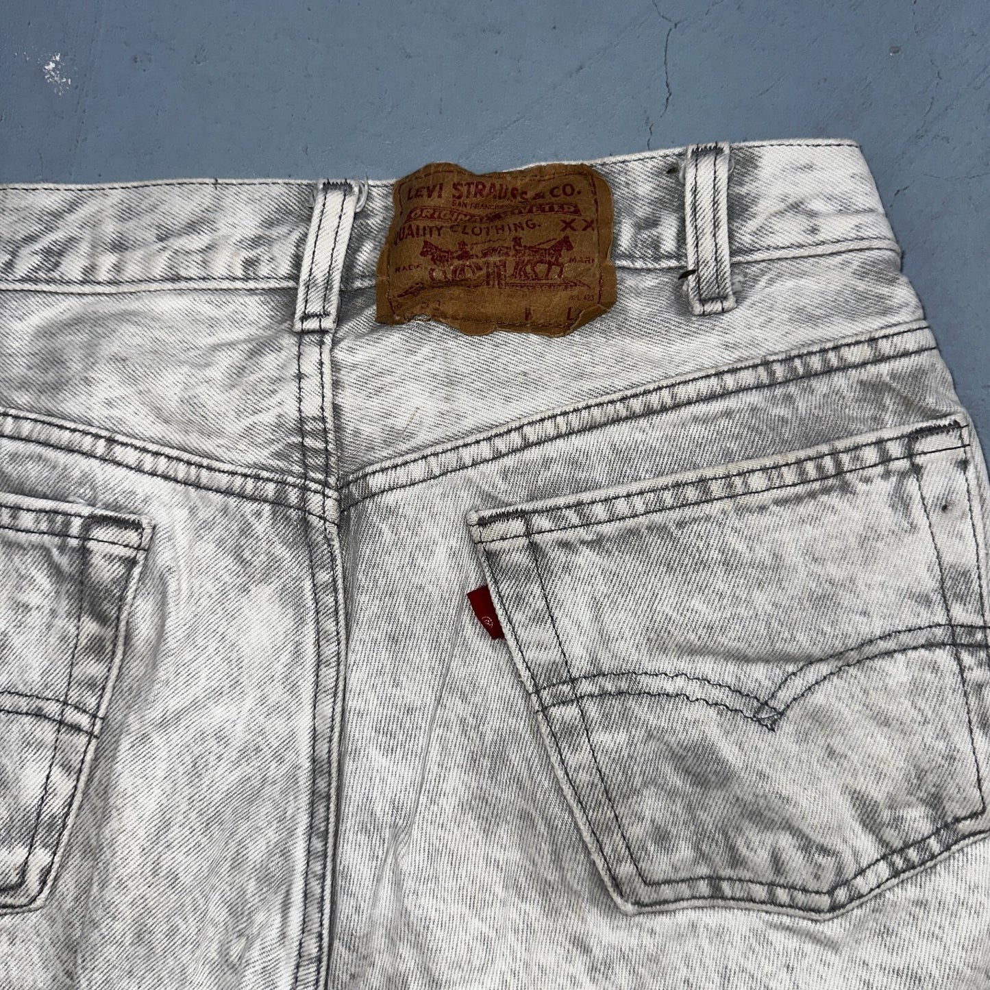 Levis 501 Vintage 80s USA XX Straight Leg Jeans Gray Acid Wash 29x36 Act 28x34