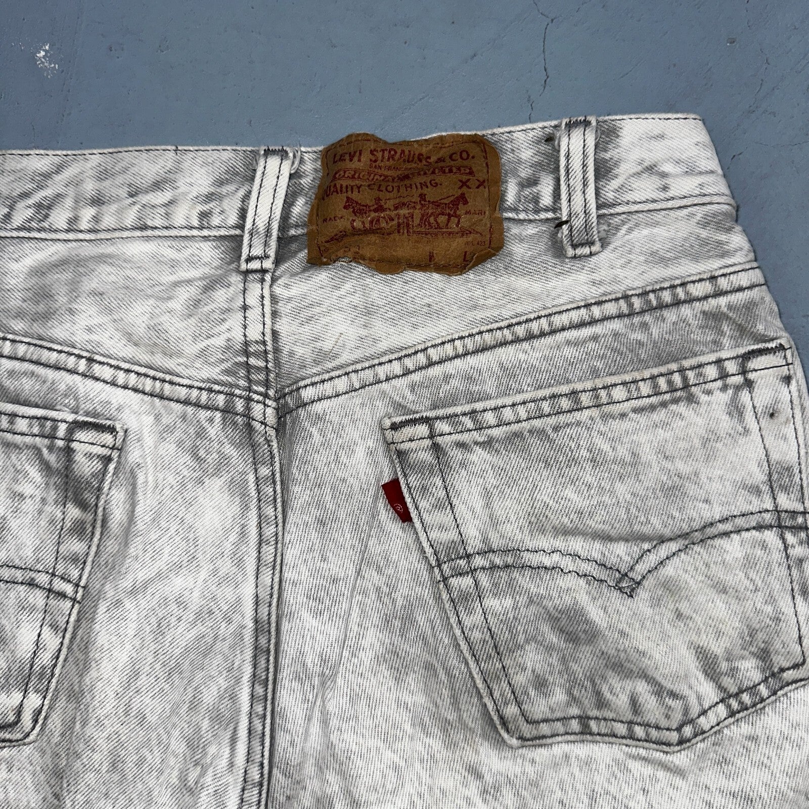 Levis 501 Vintage 80s USA XX Straight Leg Jeans Gray Acid Wash 29x36 Act 28x34