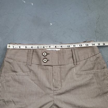 GRACE Brown & White Striped Casual Pants Cropped Size 4 Y2K VTG Cotton Nylon