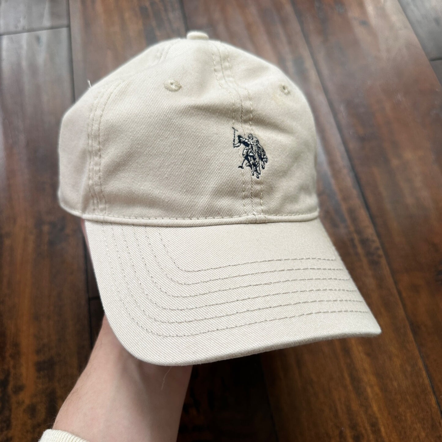 Polo Ralph Lauren Beige VTG Hat Cap Snapback Basic Logo Clean ASSN