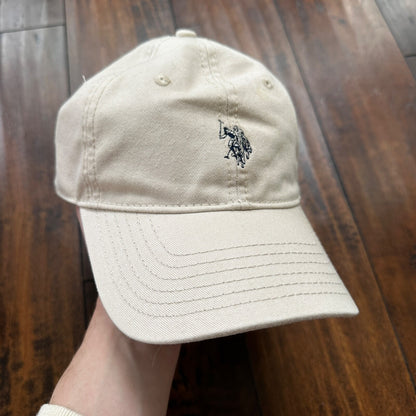 Polo Ralph Lauren Beige VTG Hat Cap Snapback Basic Logo Clean ASSN