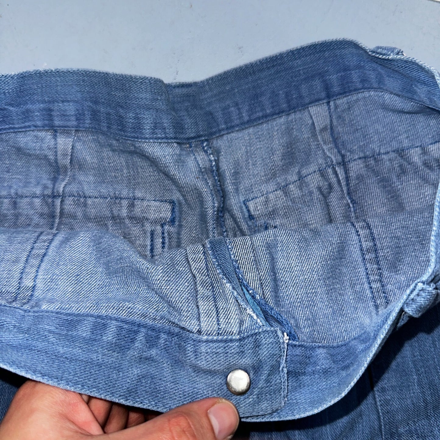 VTG 70s Jeans Canvas High Waist Sears Military Style P44 29x25 Capri HBT Rare