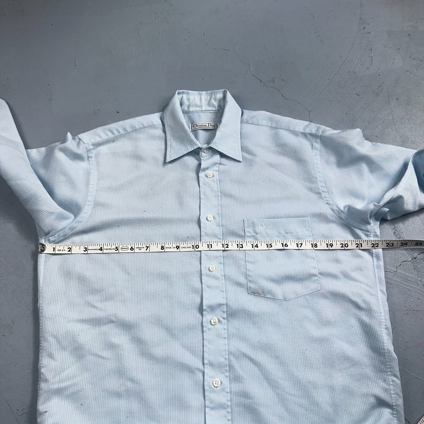 Christian Dior VTG Button Shirt Long Sleeve Men’s 16.5 Blue Basic Chemises QVV