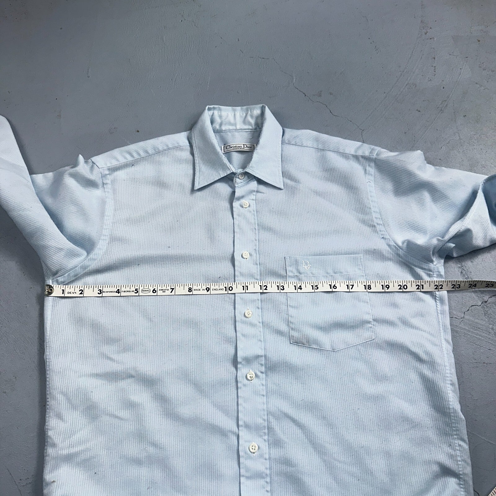 Christian Dior VTG Button Shirt Long Sleeve Men’s 16.5 Blue Basic Chemises QVV