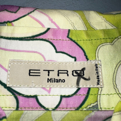 Etro Milano Vintage 70s Psychedelic Paisley Shirt Italy Cotton 44 Bold Print W
