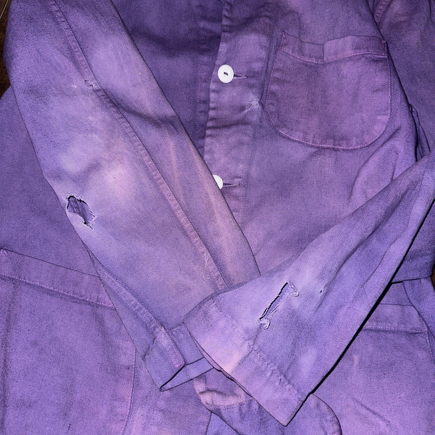 VTG 1940s 50s Overcoat Overdye Purple Jacket Rockabilly Pos WWII Chore Work Coat