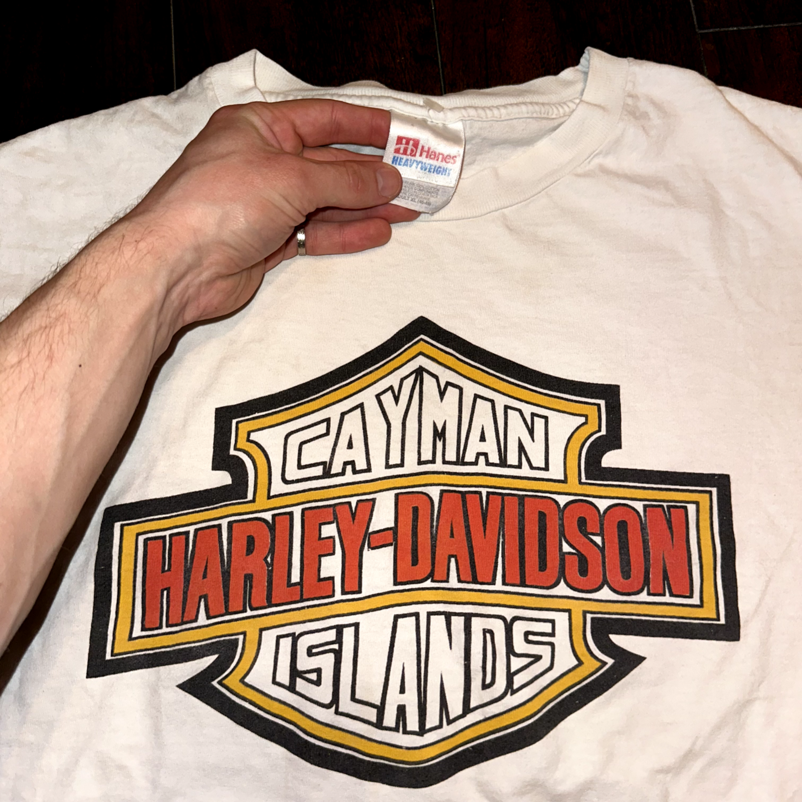 Harley Davidson Vintage T Shirt Cayman Islands Motorcycle Bikes Y2K British