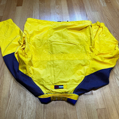 VTG 90s Tommy Hilfiger Yellow Lightweight Full Zip Rain Wind Jacket Sailing Boat