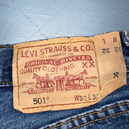 Levis 501 Vintage Y2K Europe Straight Leg Jeans 32x32 90s Med Wash Act 32x31