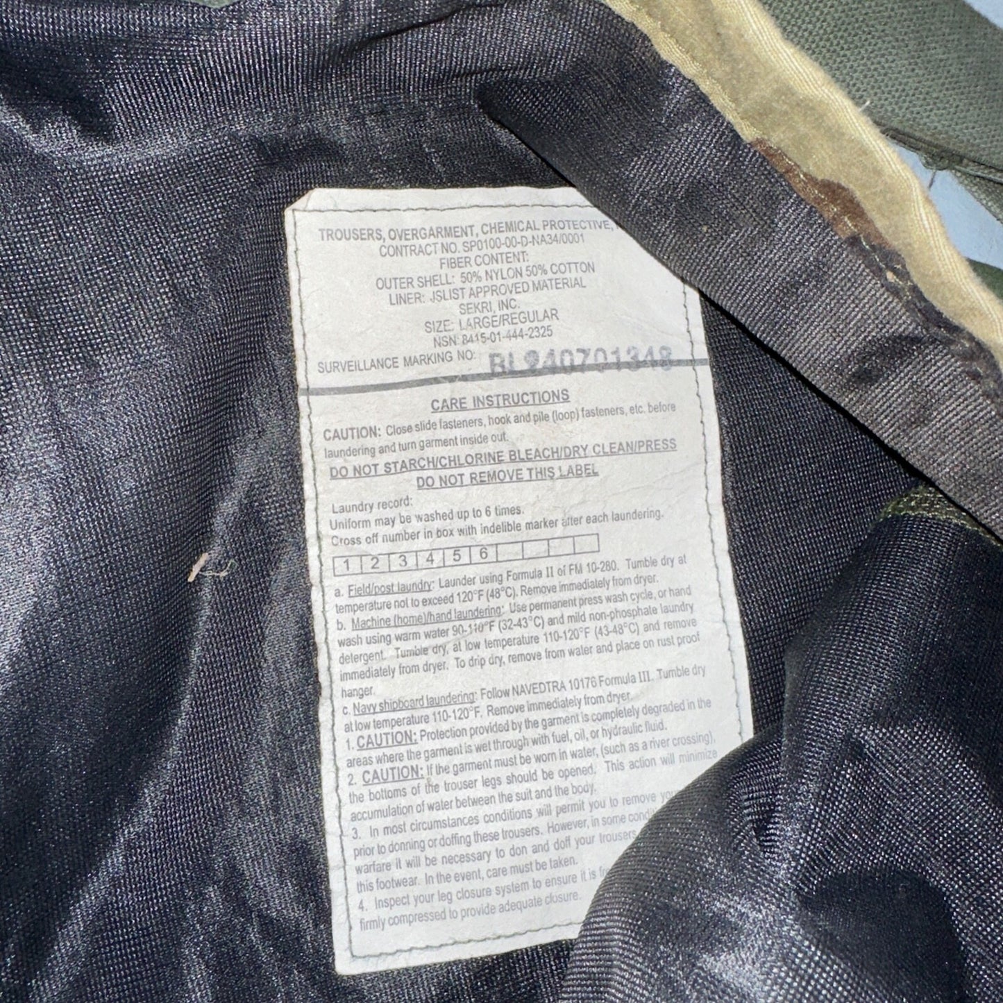 US Army Air Overgarment Chemical Protective Trousers Woodland Camouflage Large