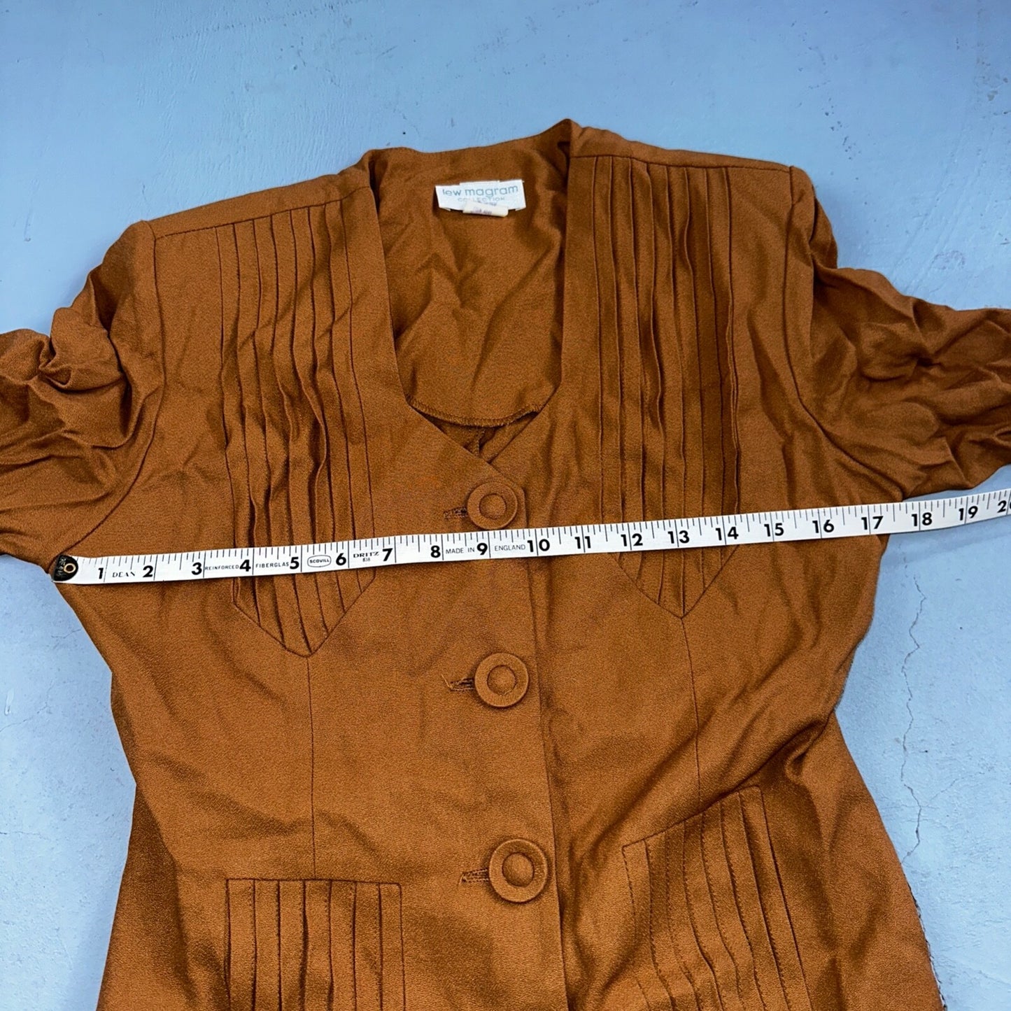 Lew Magram 2 Piece Collection New York Blazer Jacket Rust VTG 80s Sz 8 Pants