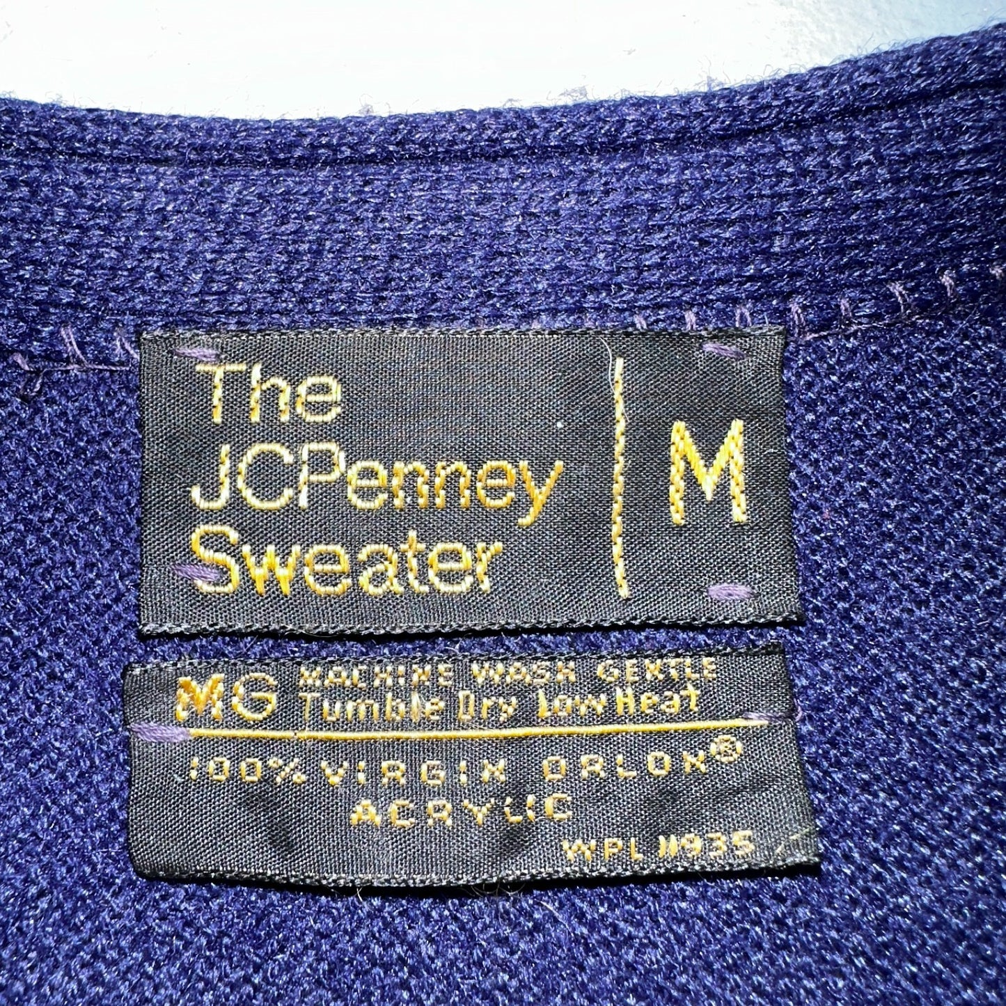 Vintage 80s JCPenney Acrylic Cardigan Sweater Men’s Size M Blue Penneys 1980s