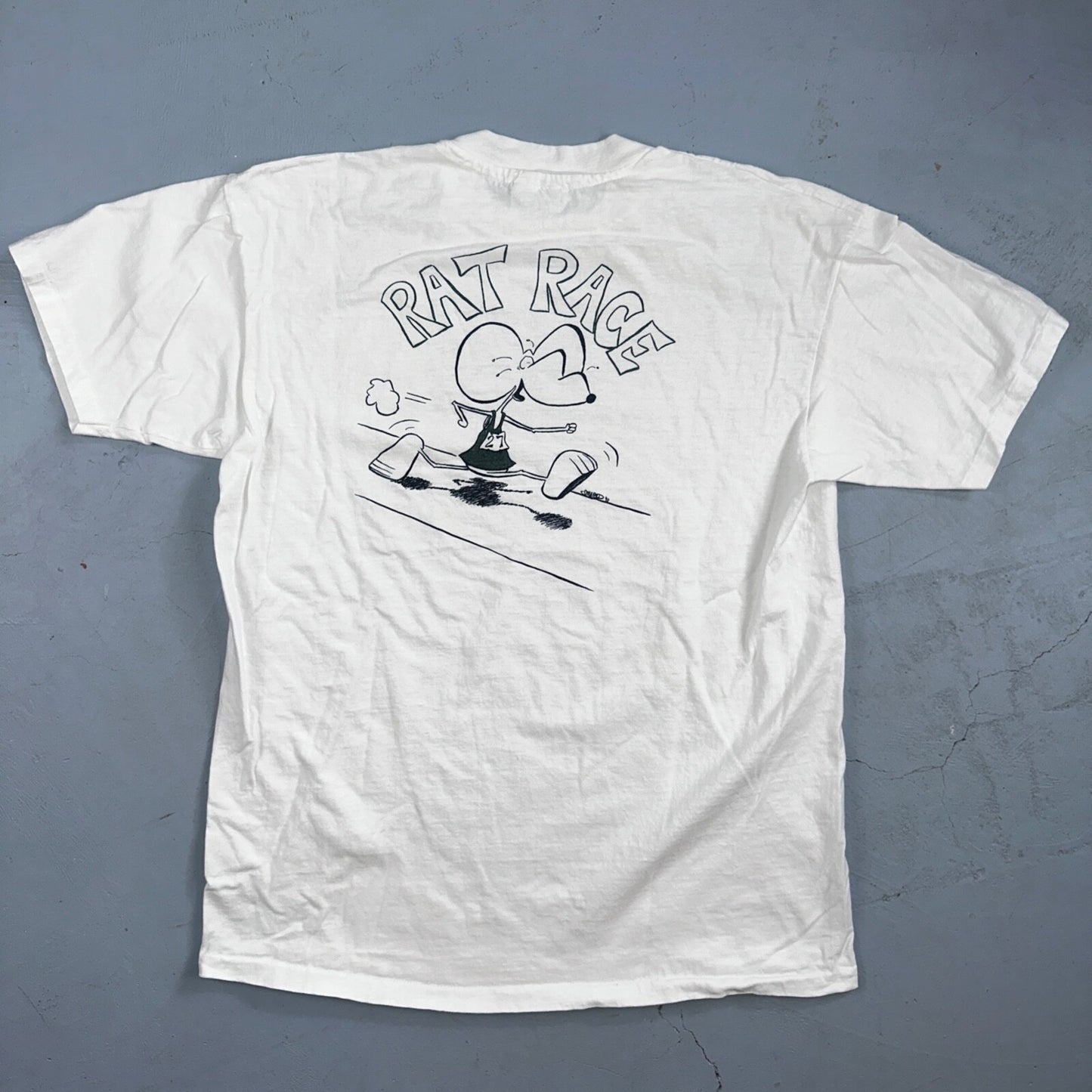 Rat Race Hanes Beefy XL Crazy VTG T Shirt 90s College Running 27 Funny Random