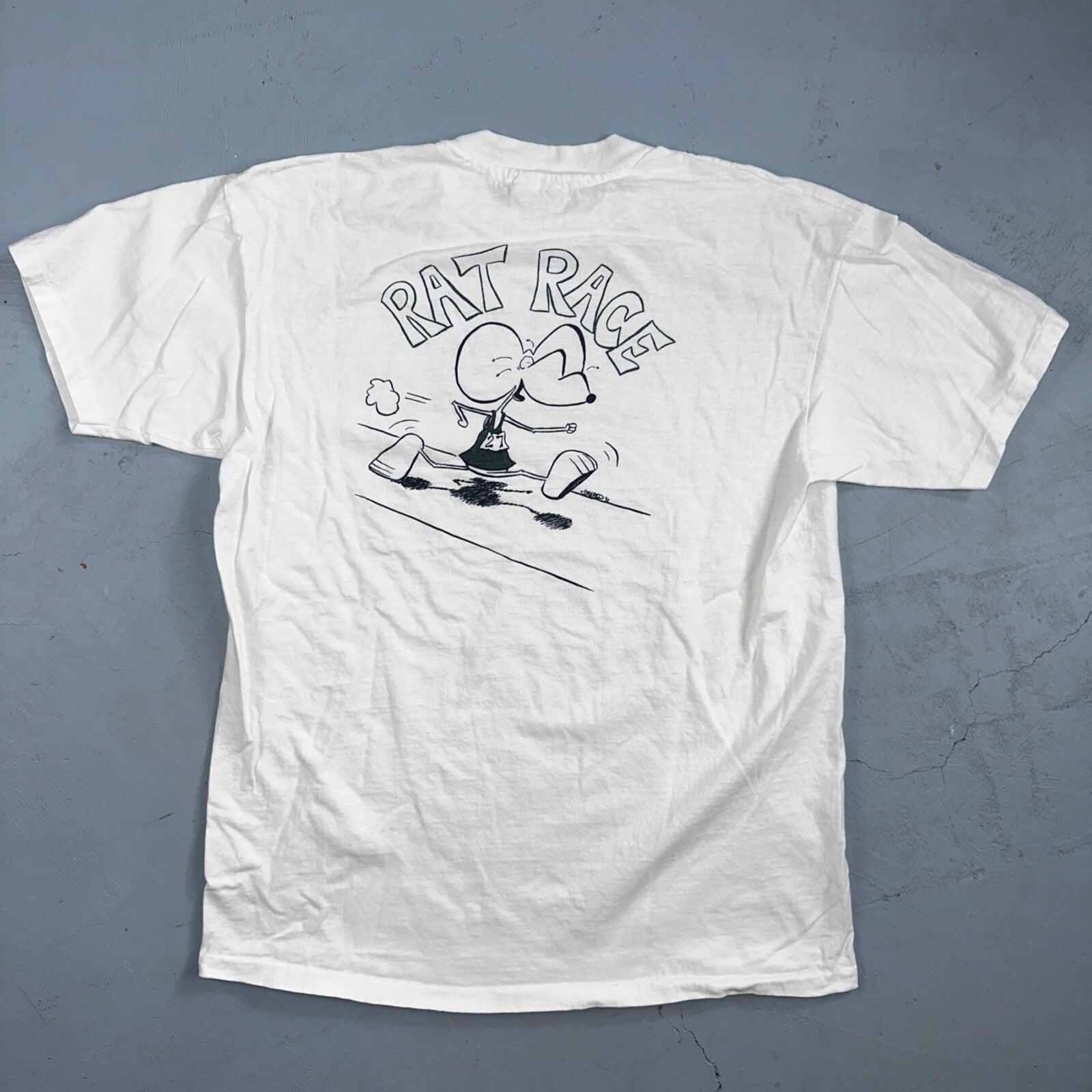 Rat Race Hanes Beefy XL Crazy VTG T Shirt 90s College Running 27 Funny Random