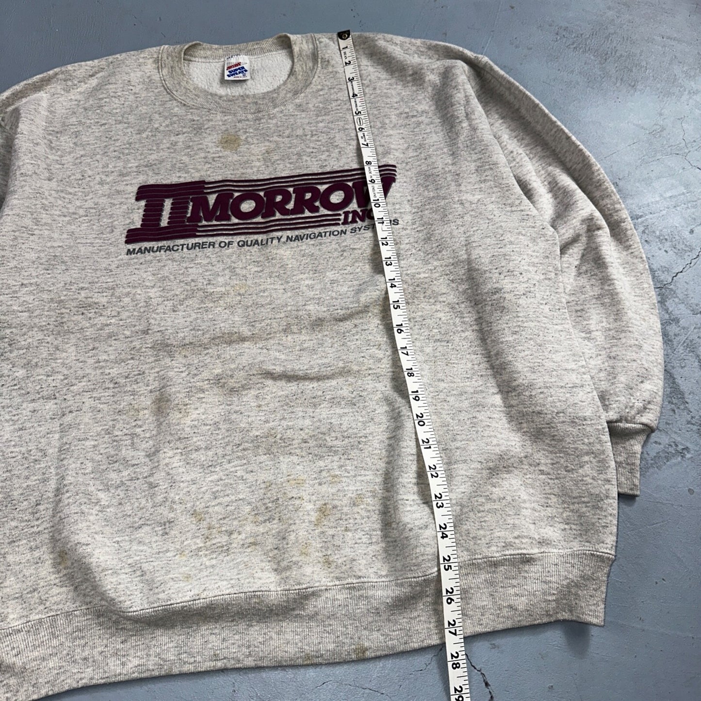 Tomorrow II Morrow Sweatshirt 90s VTG Crewneck USA Gray Construction 2XL Jerzees