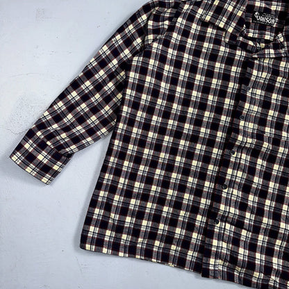 Vanson Flannel Shirt Plaid 1960s 1970s Rockabilly Black Red Grunge Wool Like Mat