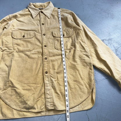 Vintage Woolrich Chamois Button Up Shirt Heavy Cotton Mens XL USA Yellow 70s