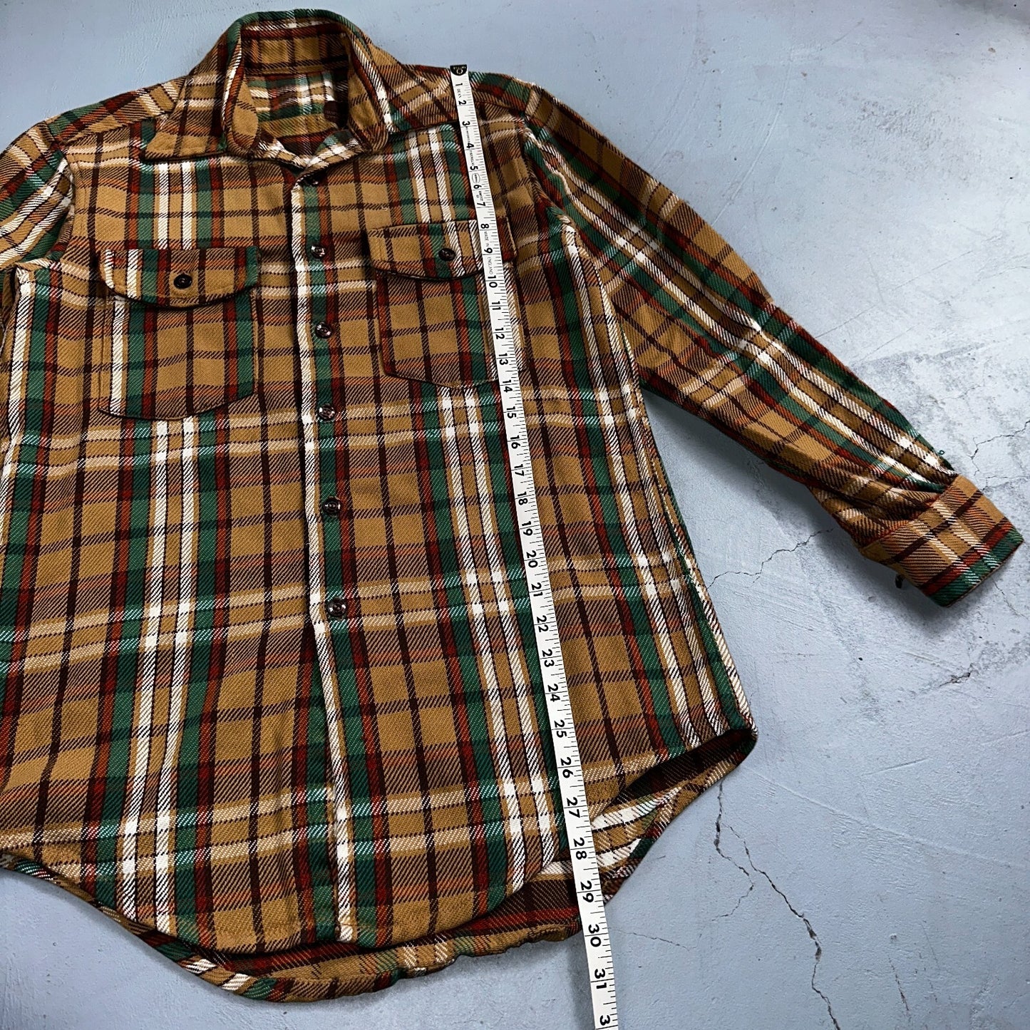 VTG Big Mac JC Penny Thick 100% Cotton Flannel Work Shirt M 70s Plaid Thrashed