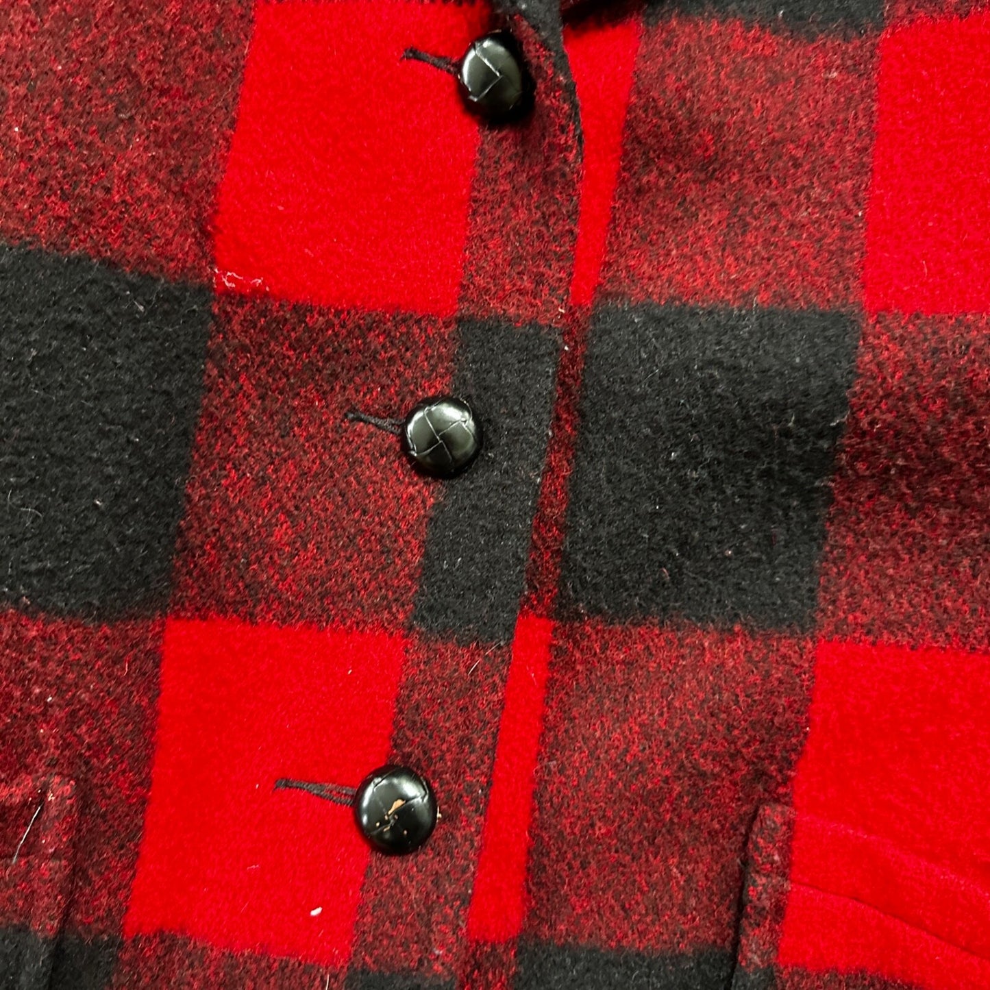 VTG Woolrich Coat Womens M Red Black Plaid Wool Blend Mackinaw Jacket 1970s 70s
