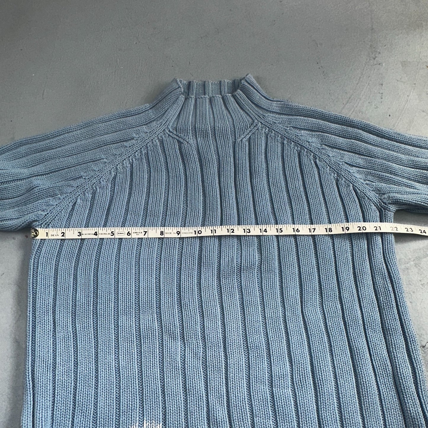 Vintage 90s Lands End 100% Cotton Chunky Ribbed Knit High Neck Sweater Size L