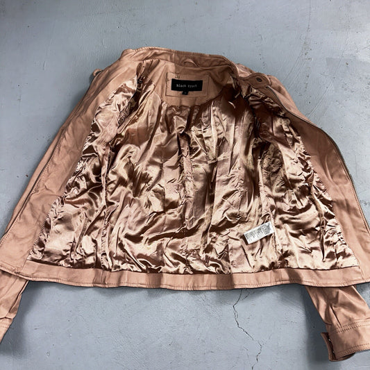 Black Rivet Women's Leather Jacket S Pink Moto Biker Zippered Baddie Biker