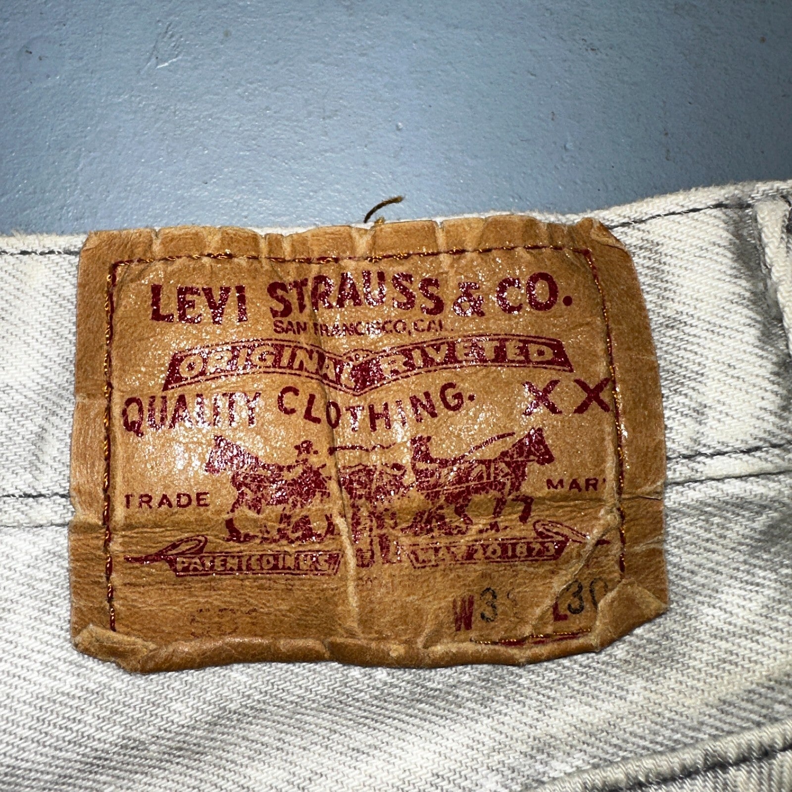 Levis 501 Vintage 90s USA XX Straight Leg Jeans 31x30 Gray Light Wash Act 31x29