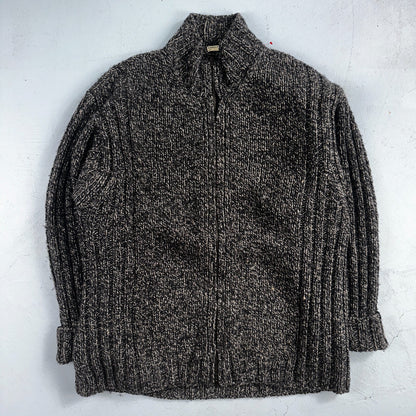 Christian Scott Gents Shetland Sweater Zip Up Made in Scotland VTG Large Gray