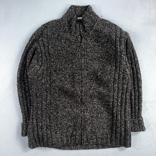 Christian Scott Gents Shetland Sweater Zip Up Made in Scotland VTG Large Gray