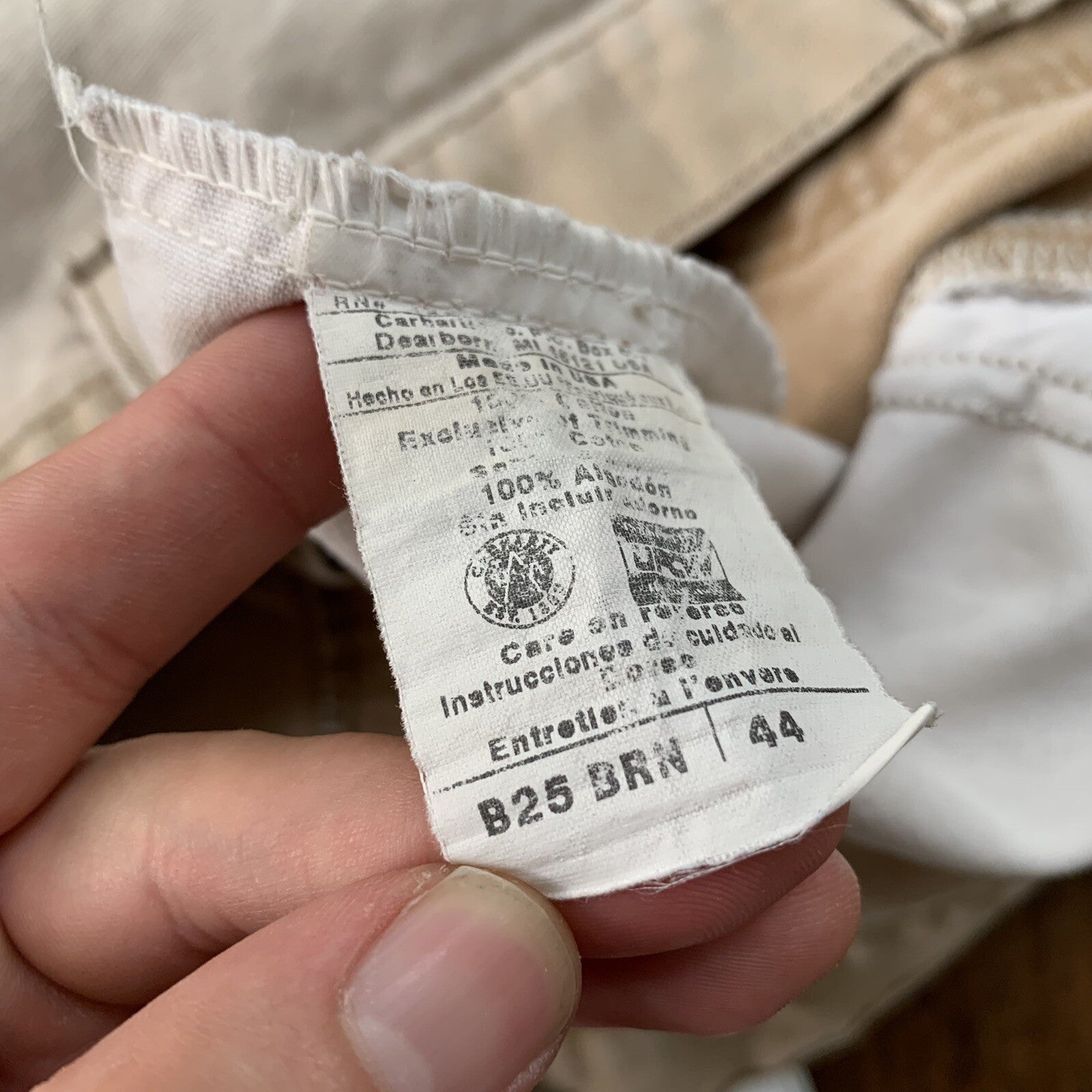 Vintage USA Made Carhartt Men's Thrashed Canvas Carpenter Shorts 90s Double Knee