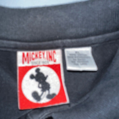 Disney Mickey Mouse 90s VTG T Shirt Polo Black Mens XL Cotton Basic Cute